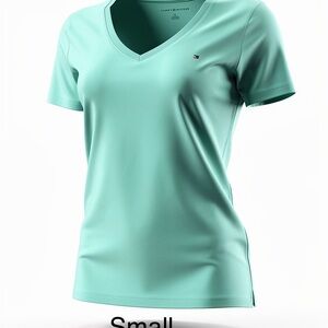 Tommy Hilfiger Women's Light Green V-Neck Tee